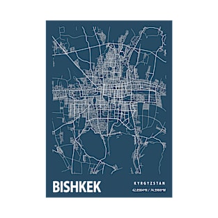 Bishkek Blueprint Street Map, Bishkek Colour Map Prints T-Shirt