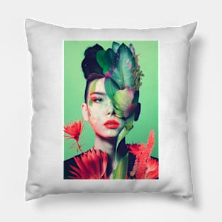 Modern pop art style woman portrait Pillow