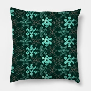 Green Mosaic Snowflakes Pillow