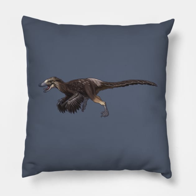 Velociraptor mongoliensis Pillow by CoffeeBlack