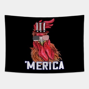 Merica Funny chicken 4th of july celebration gift Tapestry