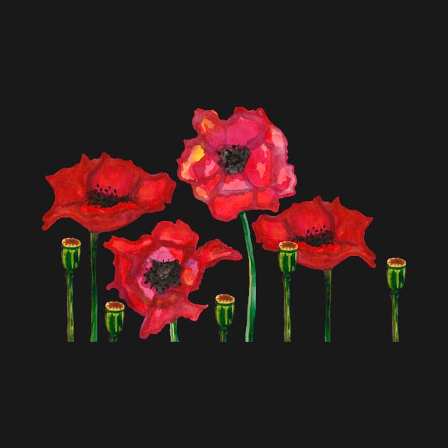 Red decorative poppy flowers by deadblackpony