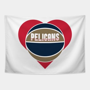 Heart Shaped New Orleans Pelicans Basketball Tapestry