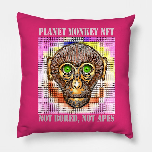 Planet Monkey Animals Not Bored Apes Pillow by PlanetMonkey