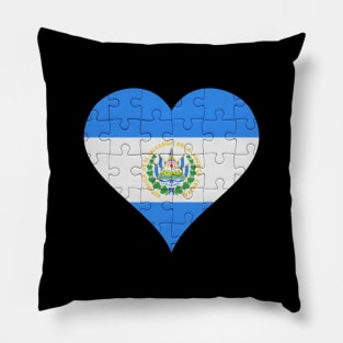 Salvadoran Jigsaw Puzzle Heart Design - Gift for Salvadoran With El Salvador Roots Pillow