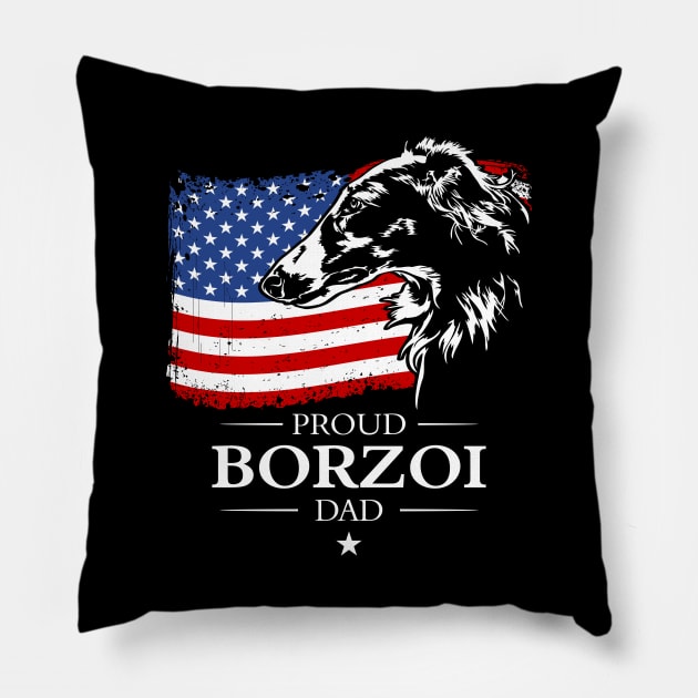 Borzoi Dad American Flag patriotic dog Pillow by wilsigns