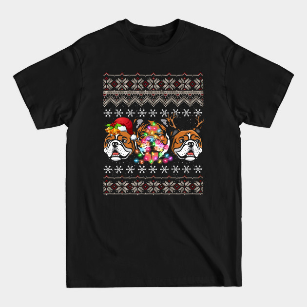 Disover Funny Christmas English Mastiff Gift Lights Santa Hat Three Dogs - English Mastiff - T-Shirt