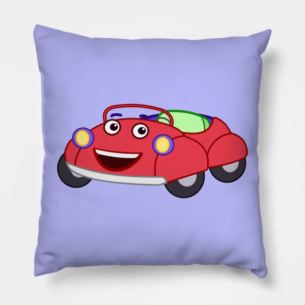 Bongo Beep Beep Cartoon Car Design Big smile Pillow by Dinos Friends