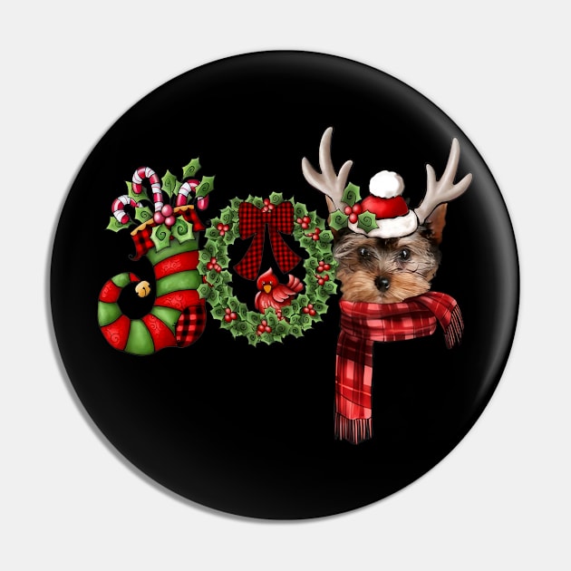 Christmas Joy Dwarf Stocking Reindeer YorkShire Terrier Pin by Marcelo Nimtz