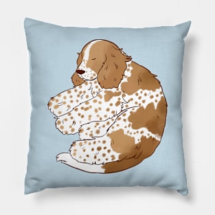 Cute english cocker spaniel sleeping illustration Pillow