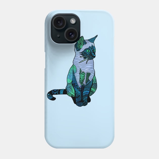 Watercolor Cat Zentangle Phone Case by RiaoraCreations