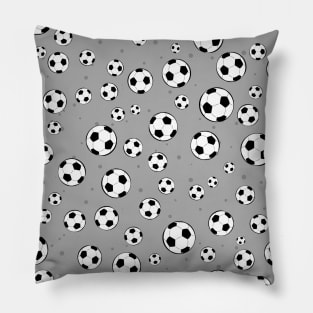 Football / Soccer Ball Seamless Pattern - Grey Background Pillow