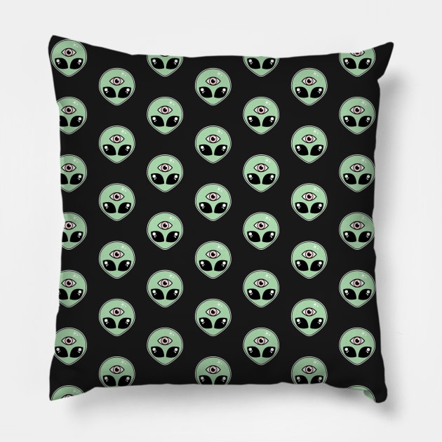 Kawaii Alien Pattern Pillow by Sasyall