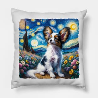 Starry Papillon Portrait - Dog Portrait Pillow