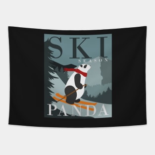 Cool Panda In Ski Season Tapestry