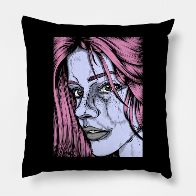 Beautiful girls Pillow by Aartziz