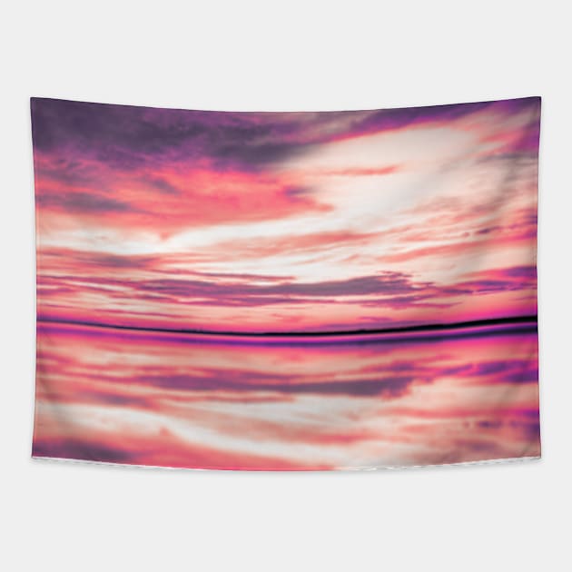 Pink Sky Beach Sunset Tapestry by deadright