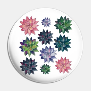 Colorful Succulent Watercolor Pattern Pin