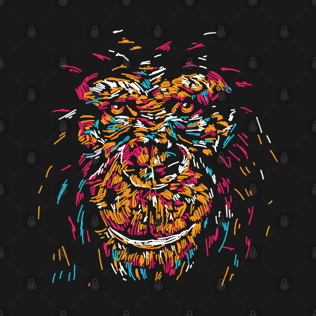 Abstract colourful monkey - Monkey - Body Niemowlęce | TeePublic PL