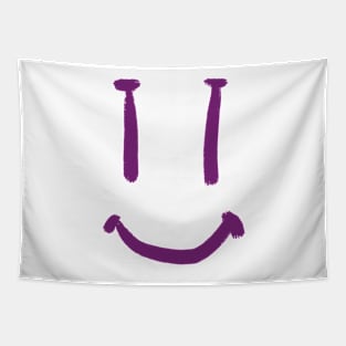 Purple Smug Smiling Face Tapestry