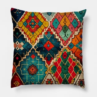 Colorful moroccan rug patterns Pillow