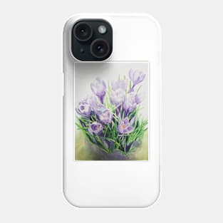 Purple crocuses watercolour painting Phone Case