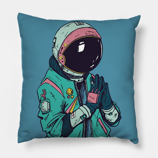 Cool Cyberpunk Astronaut Illustration Pillow by SLAG_Creative