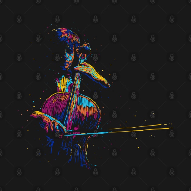 cello player abstract by Mako Design 