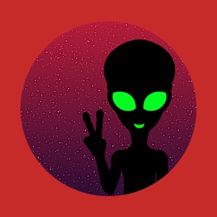 Colourful, Cute Design of an Alien Giving a Peace Sign T-Shirt