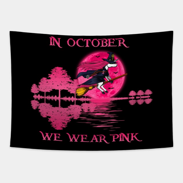 Unicorn Witch In October We Wear Pink Guitar Shadow Tapestry by Magazine