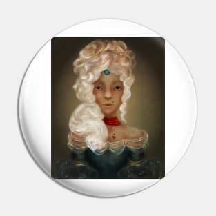 Low Brow Portrait of Marie Antoinette With Fantasy Jewelry Pin