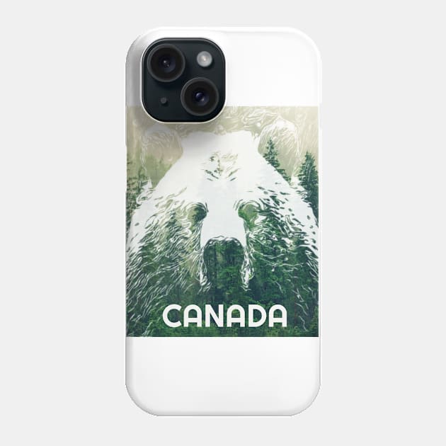 Canada, Canadian Pride Grizzly Bear Forest Evergreen Gift Phone Case by twizzler3b