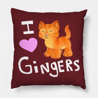 I love Gingers (Kitties) (White Text) Pillow