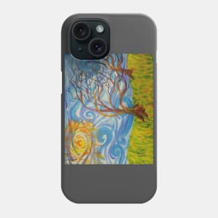 Swirley landscape with tree Phone Case