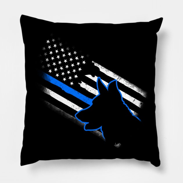 Law Enforcement Shirt | American Flag Blue Line Gift Pillow by Gawkclothing