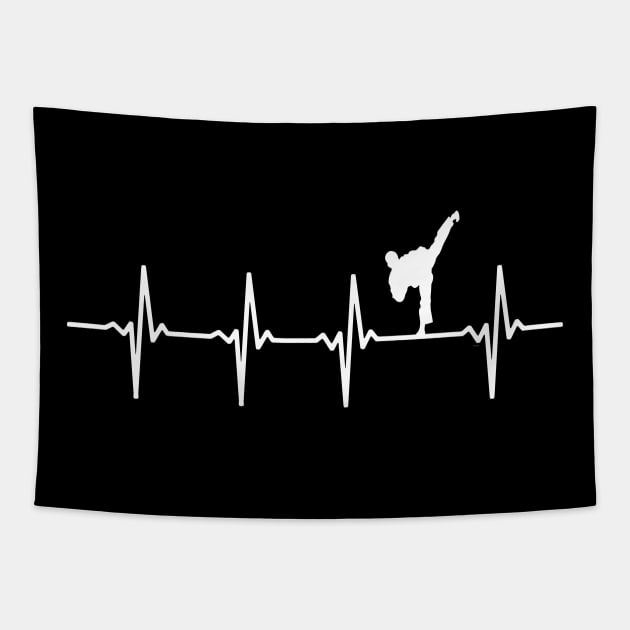 Karate Heartbeat Gift For Karatekas Tapestry by OceanRadar