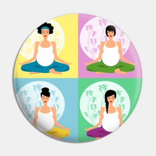 Prenatal yoga practice illustration Pin