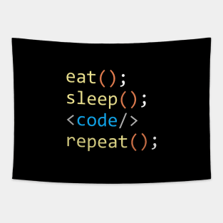 Eat, Sleep, Code, Repeat, Funny Developer Routine Tapestry