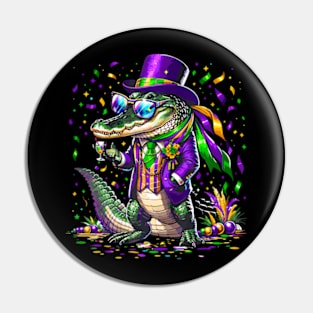 Mardigator Mardi Gras Alligator Costume Men Women Mardi Gras Pin