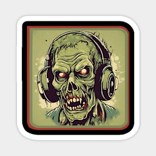 Zombie with headphones Magnet