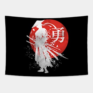 Japanese Samurai Warrior Japan Calligraphy For Courage Tapestry