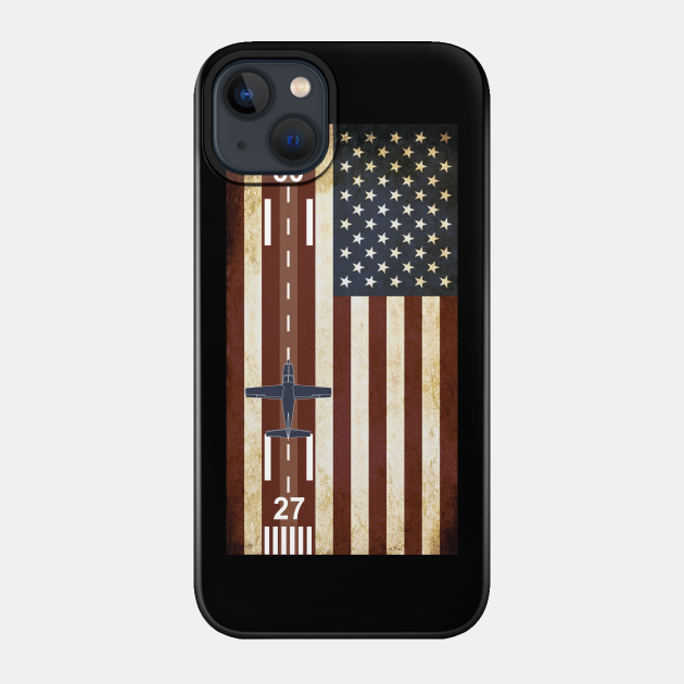 Patriotic Airplane with airport - Pilot - Phone Case