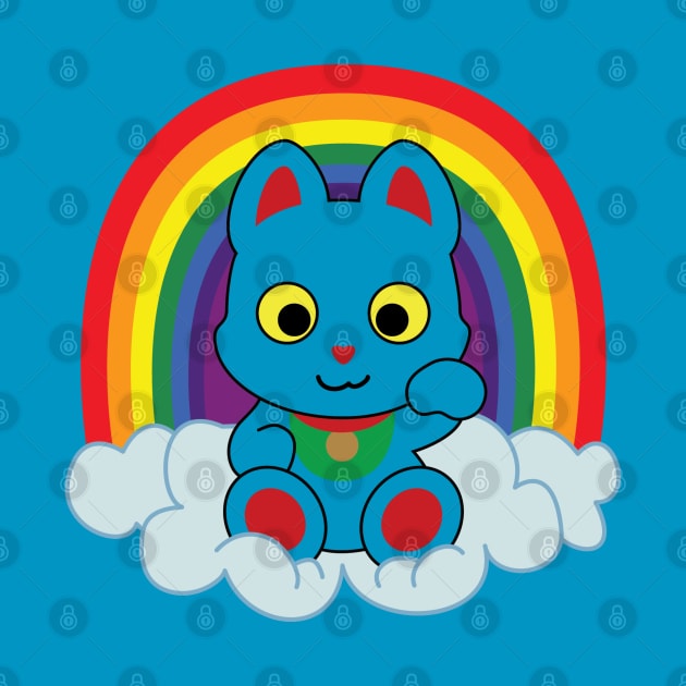 Rainbow Mankei Neko Dark Outline by StineBrunson