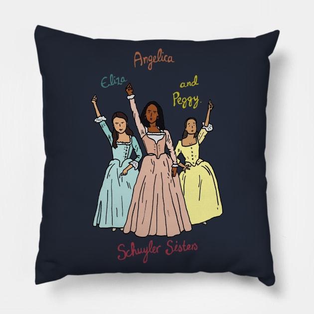 Hamilton - Schuyler Sisters Pillow by JennyGreneIllustration