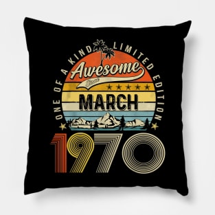 Awesome Since March 1970 Vintage 53rd Birthday Pillow