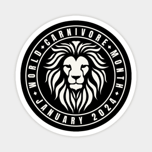 World Carnivore Month January 2024 with Lion Icon Magnet