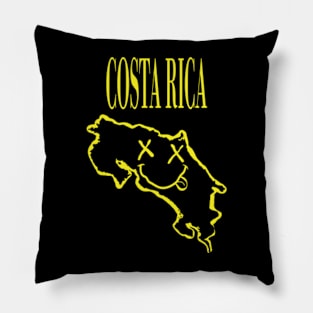 Vibrant Costa Rica x Eyes Happy Face: Unleash Your 90s Grunge Spirit! Pillow