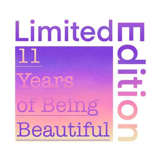 11 Year Old Gift Gradient Limited Edition 11th Retro Birthday by Designora