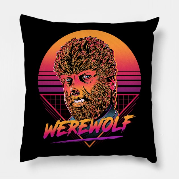 Retro Werewolf Pillow by ddjvigo