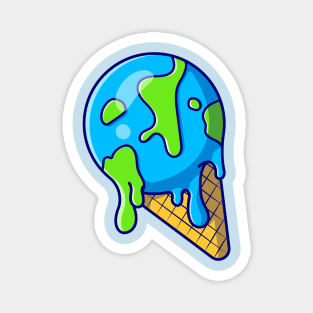 Ice Cream Earth Drip Melted Cartoon Magnet